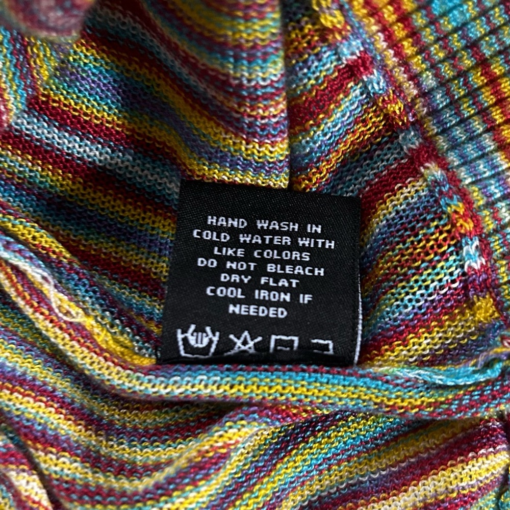 SALE Vertigo Rainbow Knit Cowl Neck Sweater Kimono Sleeve Boho Maximalist XL - Picture 10 of 13